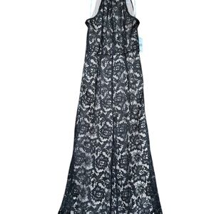 julia jordan Women's Lace Twist-Neck Wide-Leg Jumpsuit